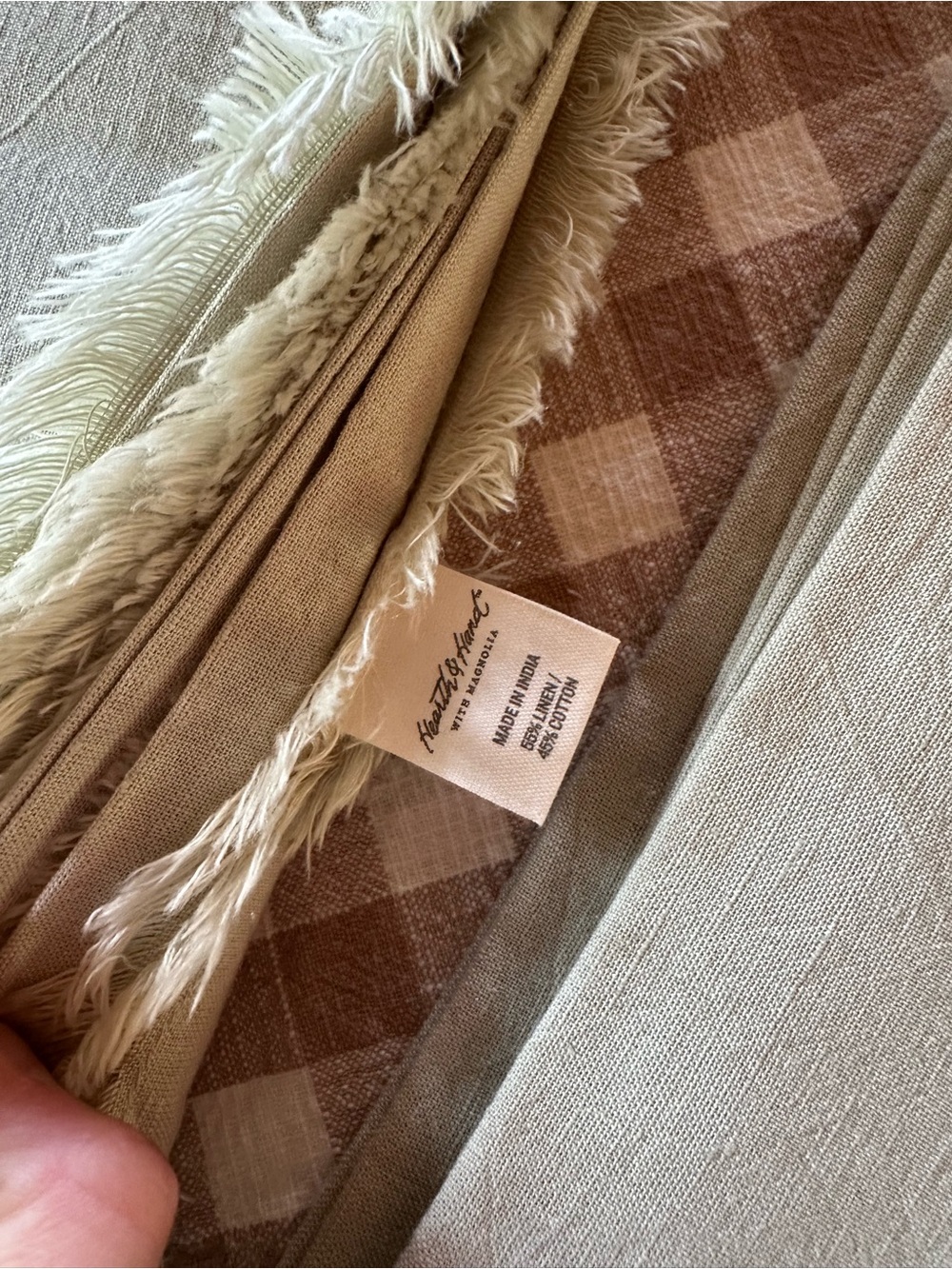 Hearth & Hand Sage Green Fringed Linen Napkins - Set of 8 - Picture 2 of 2